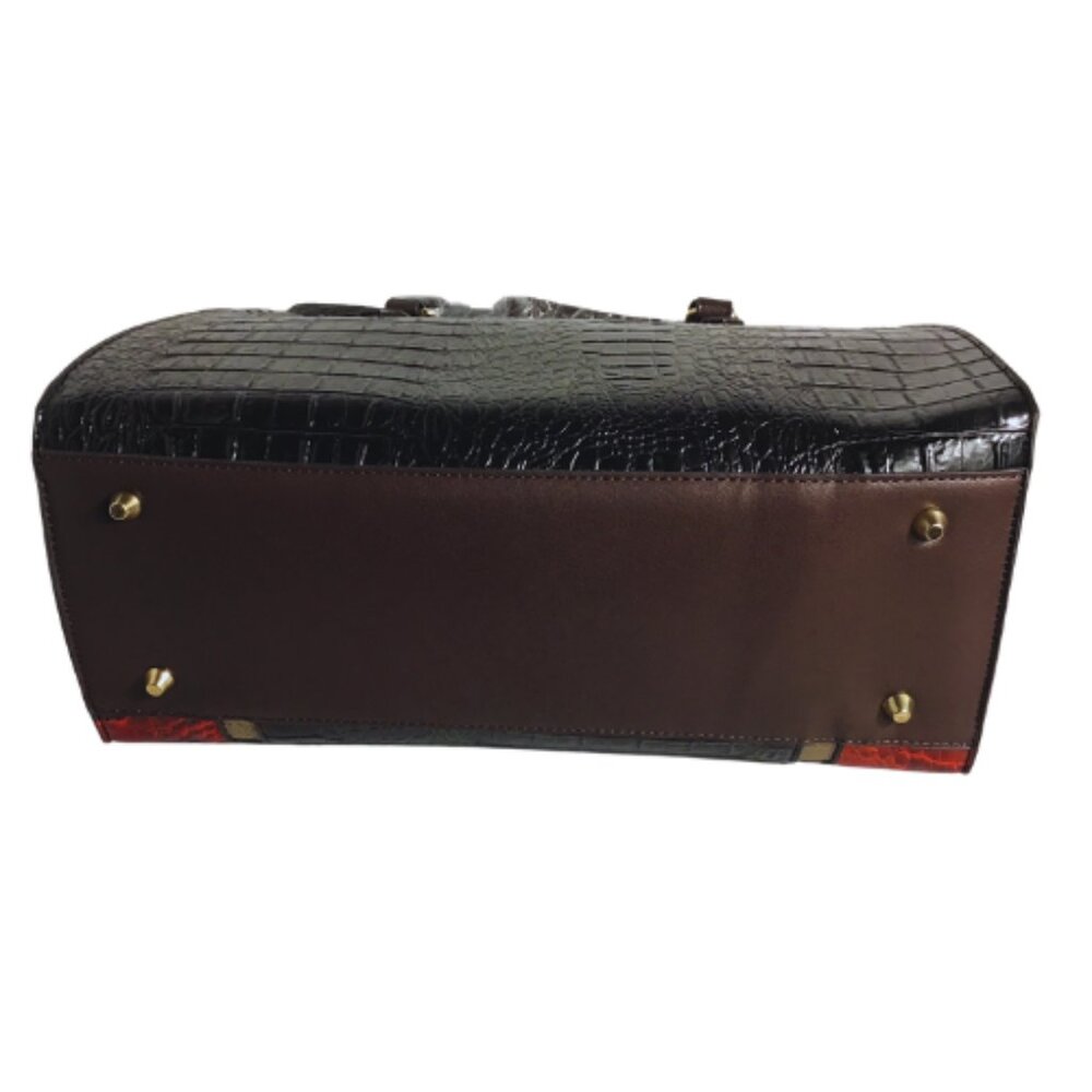 2-IN-1 Multicolor Alligator Crocodile Large Satchel Set With Wallet - Picture 11 of 12